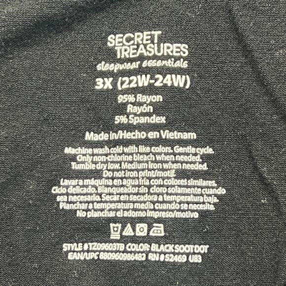 Secret Treasures Rayon Spandex Black White Poka Dot Shirt Women 3X (22W-24W) - Picture 3 of 4